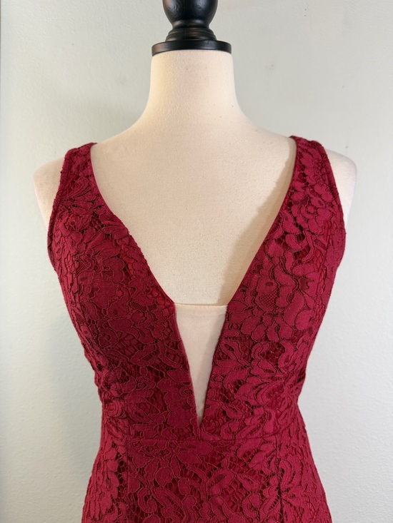 Lulus Everly Wine Red Lace Maxi Dress Size S Mermaid Flare Formal Wedding Party - Picture 2 of 14